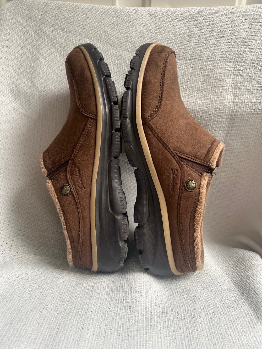 Skechers Women's Brown Suede Slip-On Cozy Lined Loafers